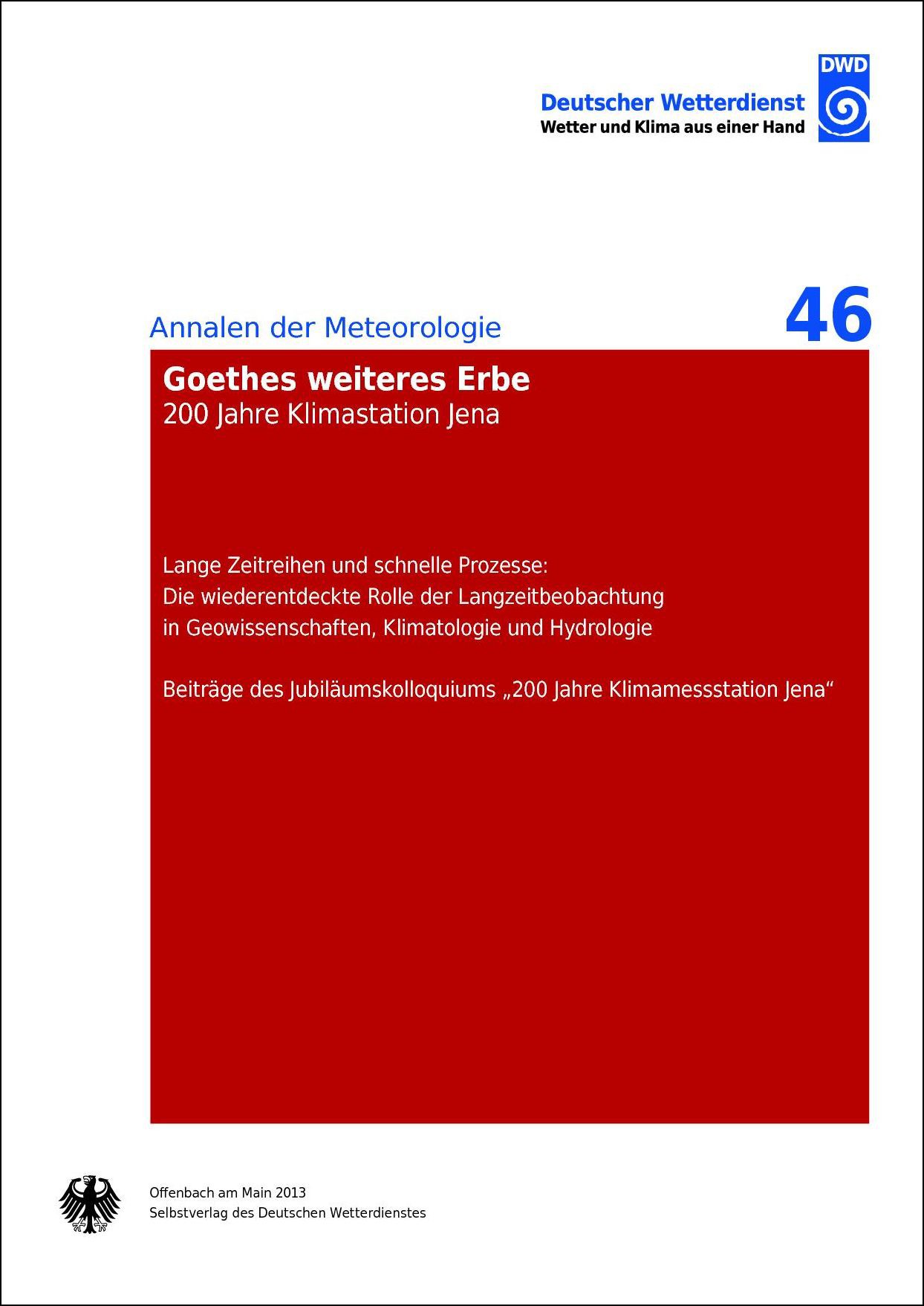 Titelseite der Publikation Goethes weiteres Erbe (Annalen der Meteorologie Nr. 46)